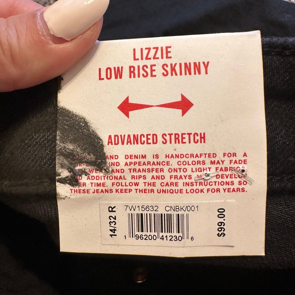 LUCKY BRAND Women's Low Rise Lizzie Skinny Size 14/32R In Clean Black - Picture 13 of 15